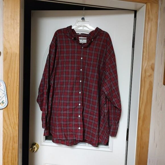 Oak Hill Red Plaid Long Sleeve Button Down Shirt Size Men's 4XL - Picture 1 of 2